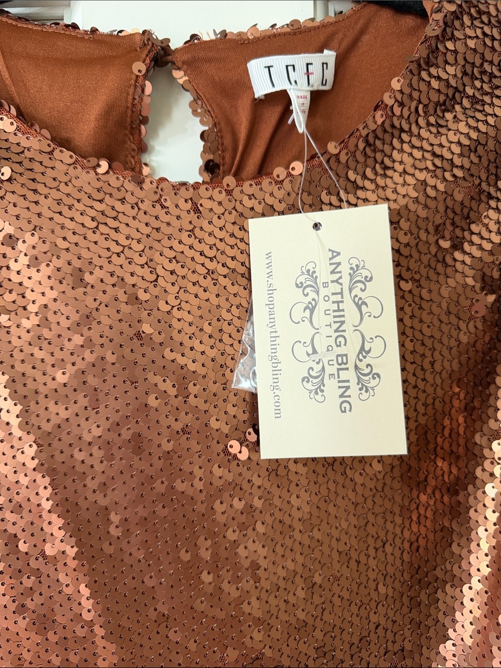 TCEC Rose Gold Sequin Shift Dress - Picture 3 of 4